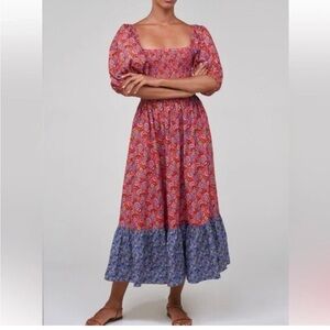 House of Harlow Prairie Floral Midi Pink Blue Women's Dress Medium